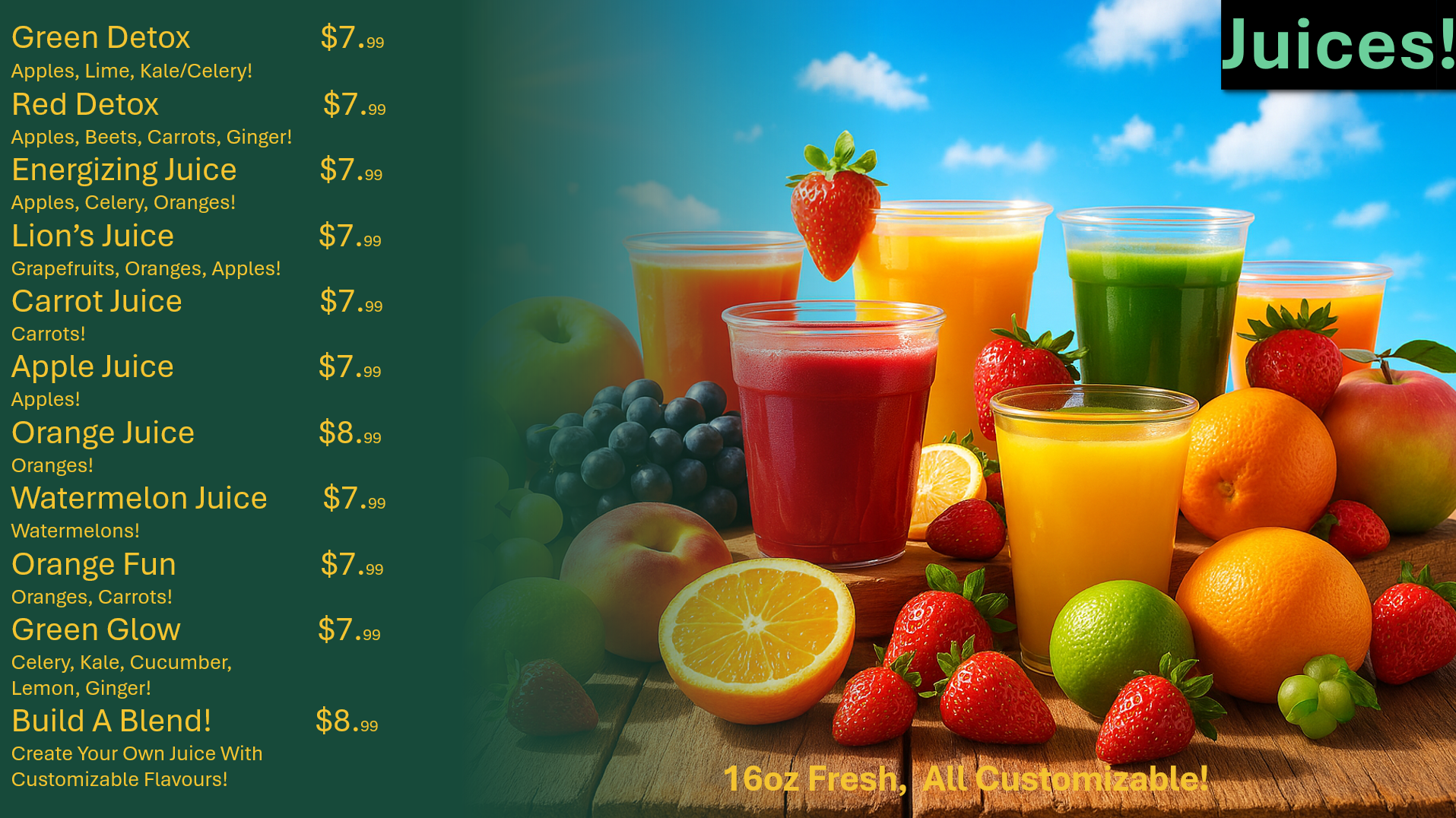 Freshly Squeezed Juices